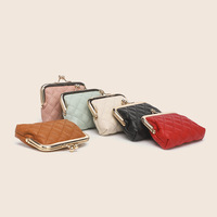 Porte-monnaie matelassé à motif losanges, avec fermoir classique à boucle, petit portefeuille pour femme, pochette pour cartes et monnaie