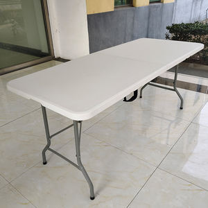 Banco de mesa de hierro plegable para exteriores, juego de comedor Rectangular de <span class=keywords><strong>exposición</strong></span> de puesto de HDPE portátil para estudio de restaurante o uso de <span class=keywords><strong>exposición</strong></span> - Product Image 1