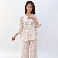 Ensemble de pyjama décontracté pour femmes, motif floral, boutonné, confortable, fournisseur de robes de nuit
