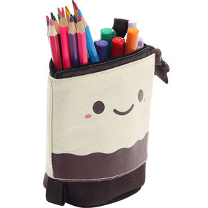 На заказ Симпатичный Телескопический холщовый всплывающий пенал на молнии выдвижной тканевый держатель для карандашей, сумка для ручек со стоячим элементом - Product Image 3