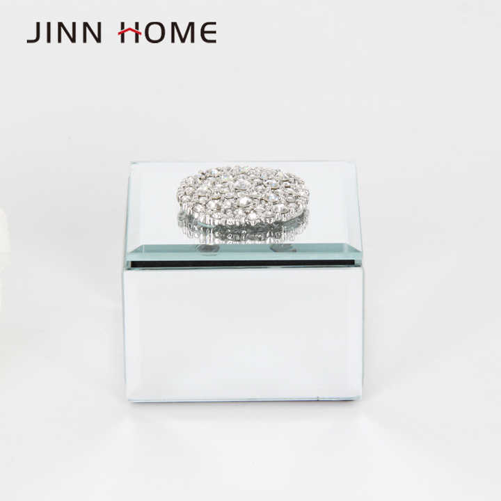 Eaglewiz Silver Crush Jewel Diamante Mirrored Glass Crystal Jewellery Organiser Box Storage Crushed Diamond Chest Box Jewelry Women Trinket Drawers - View #13