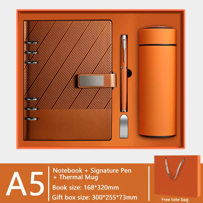 Wholesale Corporate Leather Luxury A5 Diary Notebook Custom Gift Boxes with Logo And USB