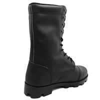 Bottes de Combat Tactiques en Cuir Pleine Fleur Noir avec Membrane Imperméable pour Hommes