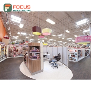 Présentoir à perruques haut de gamme en bois et verre, étagère multi-niveaux, unité de présentation pour magasin - Product Image 3