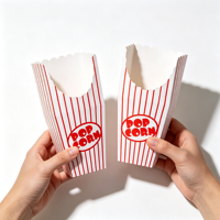 Boîtes à popcorn jetables rayées rouge et blanc, à bords festonnés, pour l'emballage de pop-corn de cinéma ou de fêtes