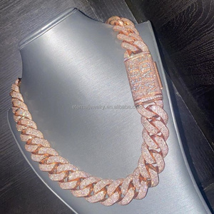 Collana a Catena Cubana Personalizzata 24MM in Argento Sterling S925 Placcato Oro Massiccio 10K 14K 18K con Moissanite e Diamanti Naturali da Laboratorio Iced Out - Product Image 1