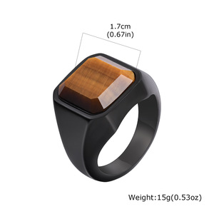 Shenzhen gioielli in acciaio inox piazza unico grande pietra mens black onyx disegni <span class=keywords><strong>anello</strong></span> di barretta - Product Image 6