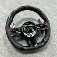 Volant en fibre de carbone à rayures rouges, très demandé, pour Mercedes Benz W206 W205 W204 W222 W223 W213 W177 W463 AMG GT A45 C63 E63