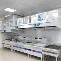 Hotte de cuisine commerciale murale sans conduit, à recirculation, haute efficacité, faible bruit, en acier inoxydable, pour hôtels