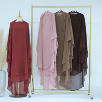 Chador nouvelle turquie frais généraux cravate dos plaine prière écharpe femmes musulmanes 2 couches longue Niqab mousseline de soie Khimar