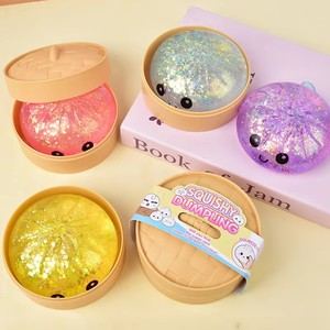 Squishy a forma di raviolo, panino al vapore Baozi con glitter, Scatola a Sorpresa, Palline Antistress Colorate, Giocattolo Sensoriale Antistress da Spremere - Product Image 4