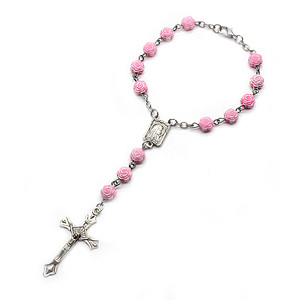 Rose <strong>Beads</strong> Rosary Bracelet for Car Catholic Religious - Product Image 1