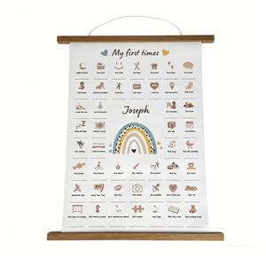 Poster personnalisé de haute qualité pour la fête prénatale, cadeau pour les nouveaux parents, « <span class=keywords><strong>Mes</strong></span> premières <span class=keywords><strong>fois</strong></span> », avec support en bois, livraison directe - Product Image 2