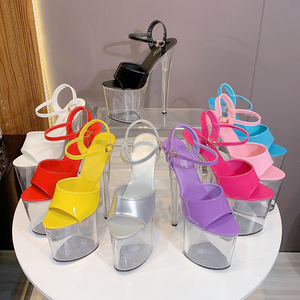 Chaussures d'été sexy en cristal pour femmes, sandales à plateforme avec lanière, talons hauts de 20 cm, pour dames - Product Image 5