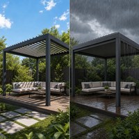 Pergola moderne en aluminium MEIXIN ORLANDO avec toit en verre trempé réglable, écrans latéraux en option et bande LED pour jardin résidentiel