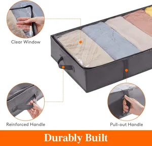Foldable Storage Box with Large Window Sturdy Handles Organizer <b>Bag</b> for Closet Blankets Quilt Under <b>Bed</b> Storage - Product Image 5