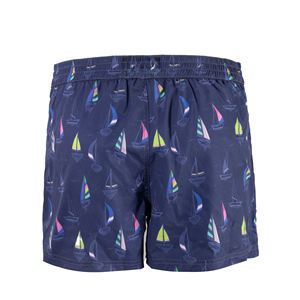 Shorts de bain pour hommes à imprimé voilier marine, taille mi-haute, séchage rapide, décontractés, longueur courte, avec poches et braguette boutonnée - Product Image 2