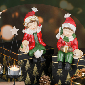 Venta caliente artesanías de resina artesanías rojas para Niños Niñas Ropa creativa de Navidad de invierno y decoraciones de ambiente festivo - Product Image 5