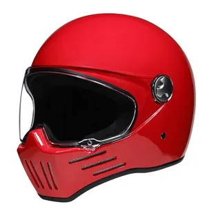 Evrensel kırmızı motokros kask Da Moto Predator Retro tam yüz kask motosiklet