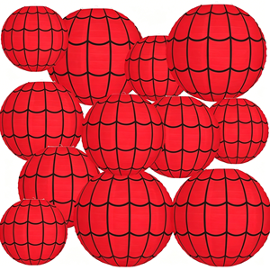 Lanterna di Carta Fai-da-Te a Tema <span class=keywords><strong>Spiderman</strong></span> con <span class=keywords><strong>Ragnatela</strong></span> Rossa D116 - Decorazione per Feste di Compleanno - Product Image 2
