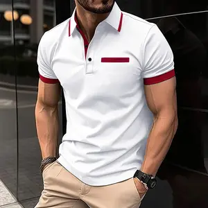 Дышащая футболка с коротким рукавом, белый толстый воротник, новые летние повседневные футболки, простая футболка для гольфа для мужчин, 2024