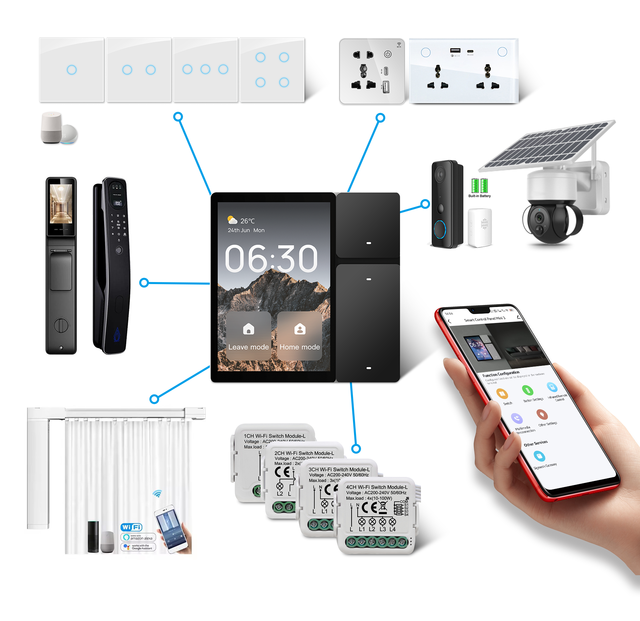TUOAN WiFi Smart Home Central Control Switch with 100 Kinds Tuya Switches Curtains and Built in IR Blaster with Alexa Voice