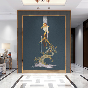 Papier peint brodé Ke Hong, l'Empereur d'Or, Poisson sautant au-dessus du Portail du Dragon, Nouveau style chinois, Murale décorative pour la maison - Product Image 4