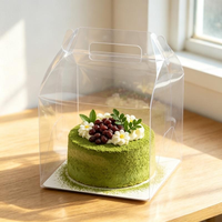Boîte en plastique PET entièrement transparente pour gâteaux et sushis, avec poignée, anti-rayures, recyclable, épaisseur 0,3 mm, personnalisable, emballage alimentaire pour la pâtisserie