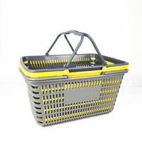 Panier de courses populaire pour supermarché, bac de rangement en plastique avec poignées
