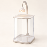 Aquarium Lampe Rose avec coins arrondis et panneaux de visualisation clairs, mini aquarium de table