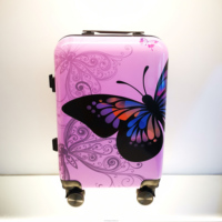 Disesuaikan warna-warni Modern 4-Piece PC dicetak kupu-kupu perjalanan Set bagasi 14/20/24/28 inci tahan air besar koper Spinner