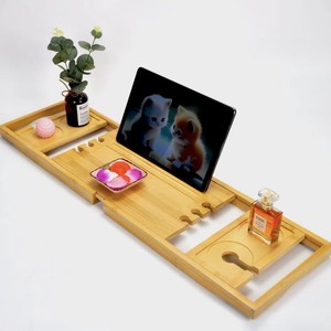 Étagère de bain en bambou 60x70cm, rétractable, antidérapante, pour lecture, design minimaliste pour salle de bain - Product Image 1