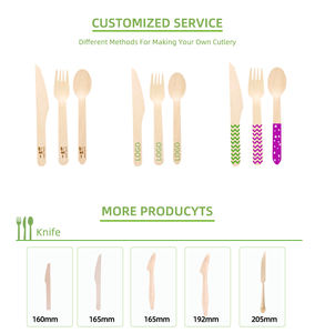 Fábrica Custom Colher De Madeira Descartável Conjunto com Faca Garfo Colher Utensílios De Cozinha Ecológicos Amostra Grátis - Product Image 6