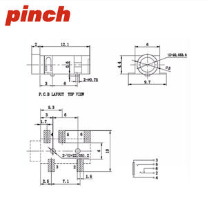Connecteur audio Pj-327a à 5 broches plaqué or, montage en surface, isolation noire de 3,2 mm pour prise casque - Product Image 3