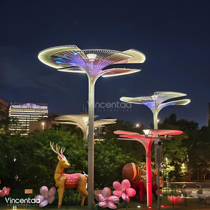 Современная скульптура Vincentaa под заказ, светодиодная скульптура, металлическая скульптура из листьев лотоса, большие наружные скульптуры - Product Image 3