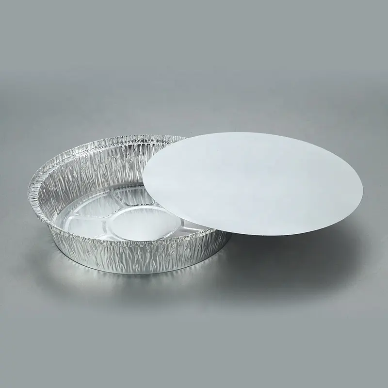 7 8 9 inch food grade takeout round pan aluminum packing catering container box foil aluminium tray with lids