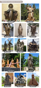 Statue de la Vierge <span class=keywords><strong>Marie</strong></span> en bronze coulé grandeur nature pour décoration extérieure d'église, sculpture religieuse catholique en métal faite <span class=keywords><strong>à</strong></span> la main avec couronne d'étoile et halo - Product Image 5