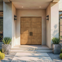 Porte de portail moderne en bois massif pour projets de villas et de résidences privées