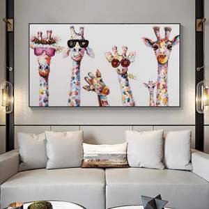 <span class=keywords><strong>Peinture</strong></span> à l'huile animale Art mural <span class=keywords><strong>Girafe</strong></span> colorée et mignonne <span class=keywords><strong>Peinture</strong></span> de famille d'animaux pour le salon <span class=keywords><strong>Peinture</strong></span> à l'huile <span class=keywords><strong>moderne</strong></span> peinte à la main - Product Image 3