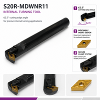 Barre de perçage interne à double pince MDWNR11 MDWNR15 compatible avec les plaquettes DNMG S20R S25S S32T pour outil de tournage interne sur tour CNC OEM