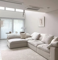 Nordisches Modernes Weißes Ecksofa-Set mit Tiefem Sitzbereich für Wohnzimmer, Umweltfreundlich