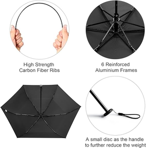 Parasol compact pour femme, léger, super mini, format crayon, petit format, facile à ranger, parapluie pliable en 3 sections - Product Image 3