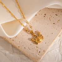 Collar con Colgante de Acero Inoxidable Minimalista Europeo Americano Unisex, Chapado en Oro de 18K, Serie Océano para Fiesta