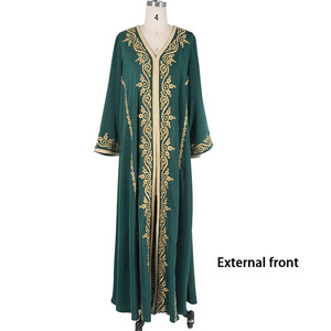 เดรสแม็กซี่เดรสยาวปักลายดอกไม้ชุดเดรสราตรีแฟชั่นสำหรับสตรีชุดเดรสยาวสไตล์ดูไบ - Product Image 4