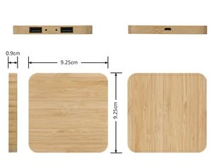Ultra Slim Bamboo Wood Fast Charger Pad Custom Logo 15w <b>Wireless</b> Wooden Plate Phone Chargers - Product Image 3