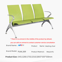 Siège de bureau commercial triple place en alliage d'aluminium avec accoudoirs et pieds, pour salon d'aéroport, dossier standard export