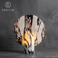 Lampe de table en marbre, style postmoderne, luxe Wabi Sabi, lumière nordique pour salon, chambre à coucher, chevet, villa, lampe ronde créative Eclipse