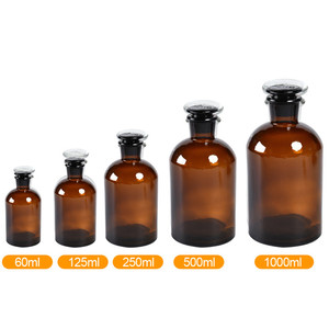 Flacon de laboratoire pharmaceutique en verre transparent et ambré à col étroit, de 30 ml à 1000 ml, avec <span class=keywords><strong>bouchon</strong></span> en verre - Product Image 3