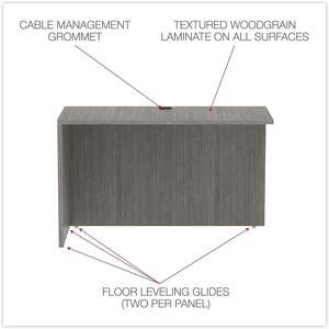 Alera Valencia Series Reversible Return/Bridge Shell 47.25w X 23.63d X 29.5h Gris Hecho de metal duradero - Product Image 2