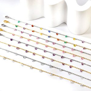 Fashion <b>Anklets</b> 18k <b>Gold</b> Plated Stainless Steel Mixed Color Beach Women's Jewelry - Product Image 1